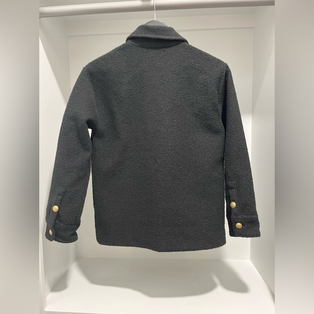J.Crew Bouclé Shirt-Jacket in Black size XXS Shacket layering oversized warm - Picture 5 of 8